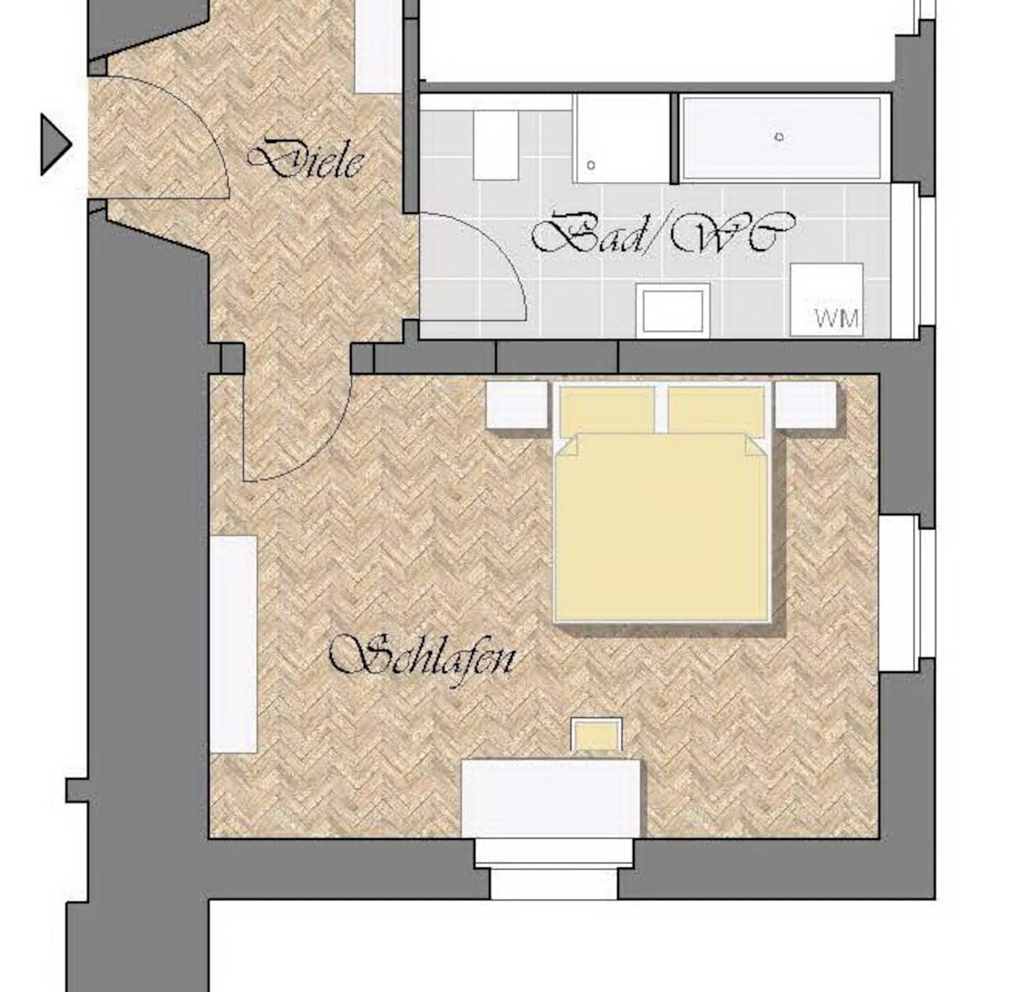 Grundriss vom Appartement 1 auf Schloss Brandis