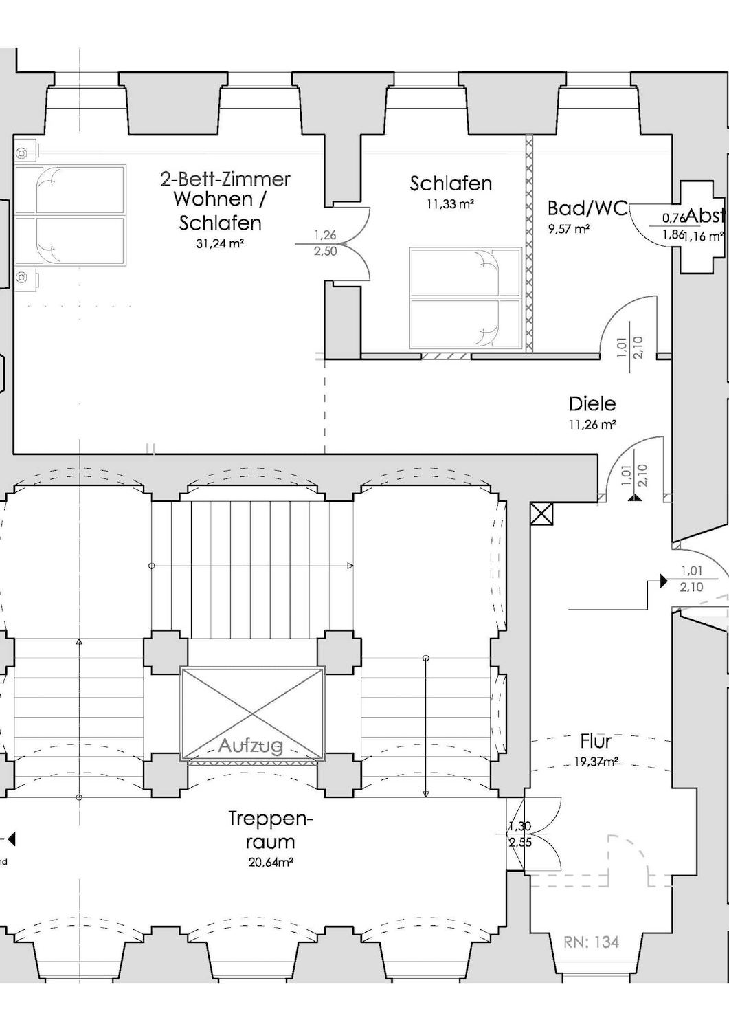 Grundriss des Appartement 3 auf Schloss Brandis